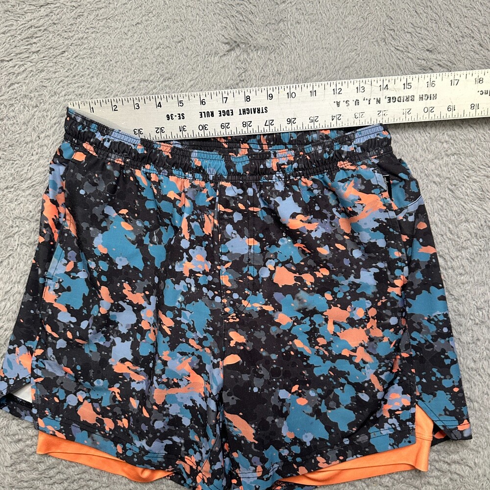 Maamgic Shorts Mens M Orange Black Speckles Abstract Athletic Compress Liner - Picture 5 of 6